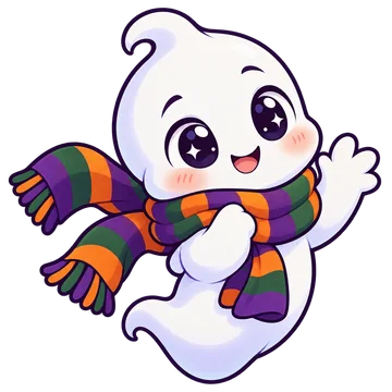 Pip the little ghost waving